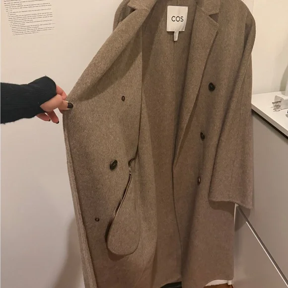 COS Women's Tan Double-Breasted wool blend Coat - Picture 2 of 4